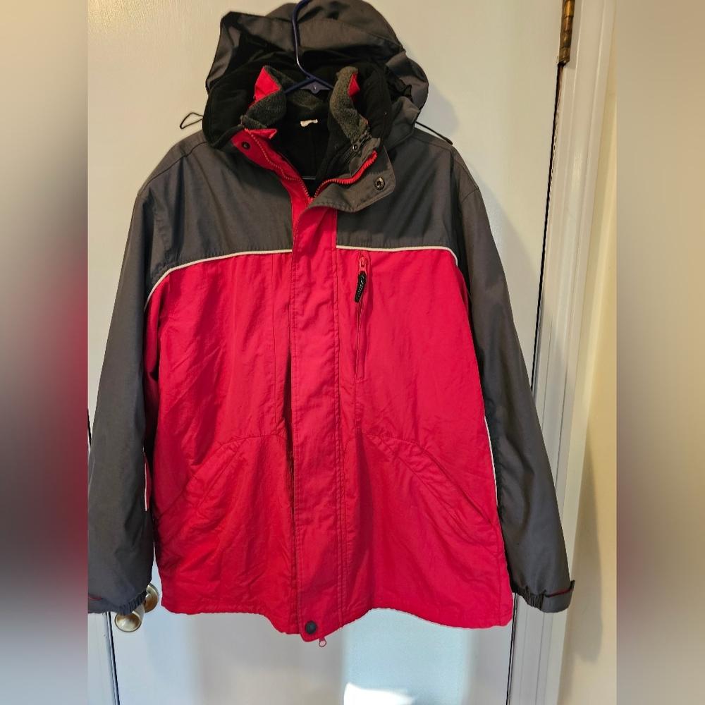 Gerry Insulated 4 In 1 Winter Hooded Jacket Parka Outdoor Snow Ski Gray Men's‎ L